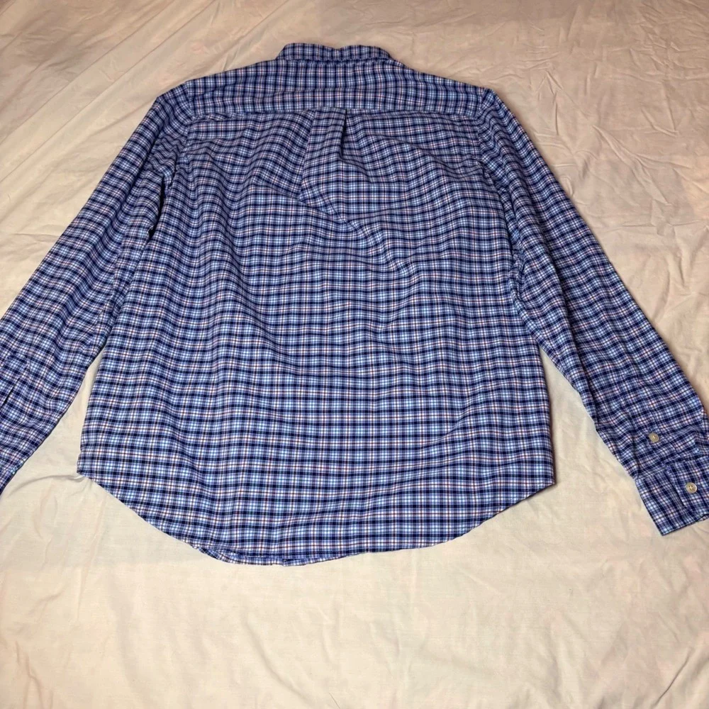 Polo‎ Ralph Lauren Performance Boys XL 18-20 Blue Purple Plaid Button Down Shirt